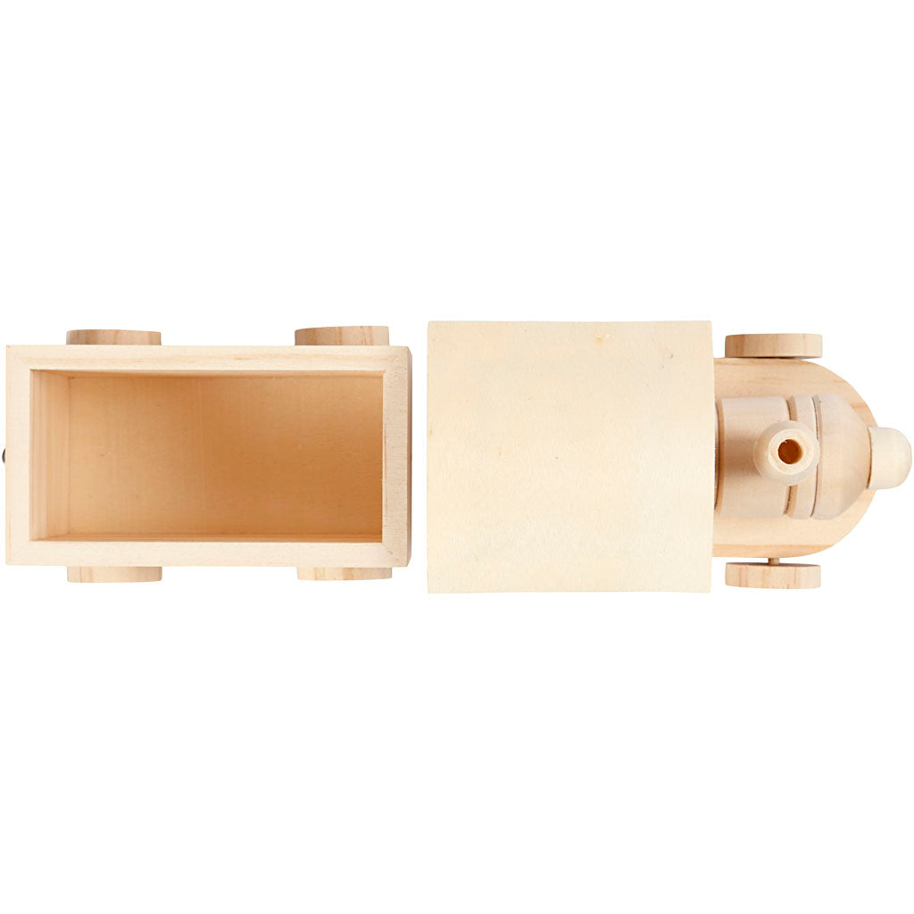 Train jouet avec wagon, H : 9,5 cm, L : 21,5 cm, L : 6,5 cm, 1 pièce [HOB-57977]