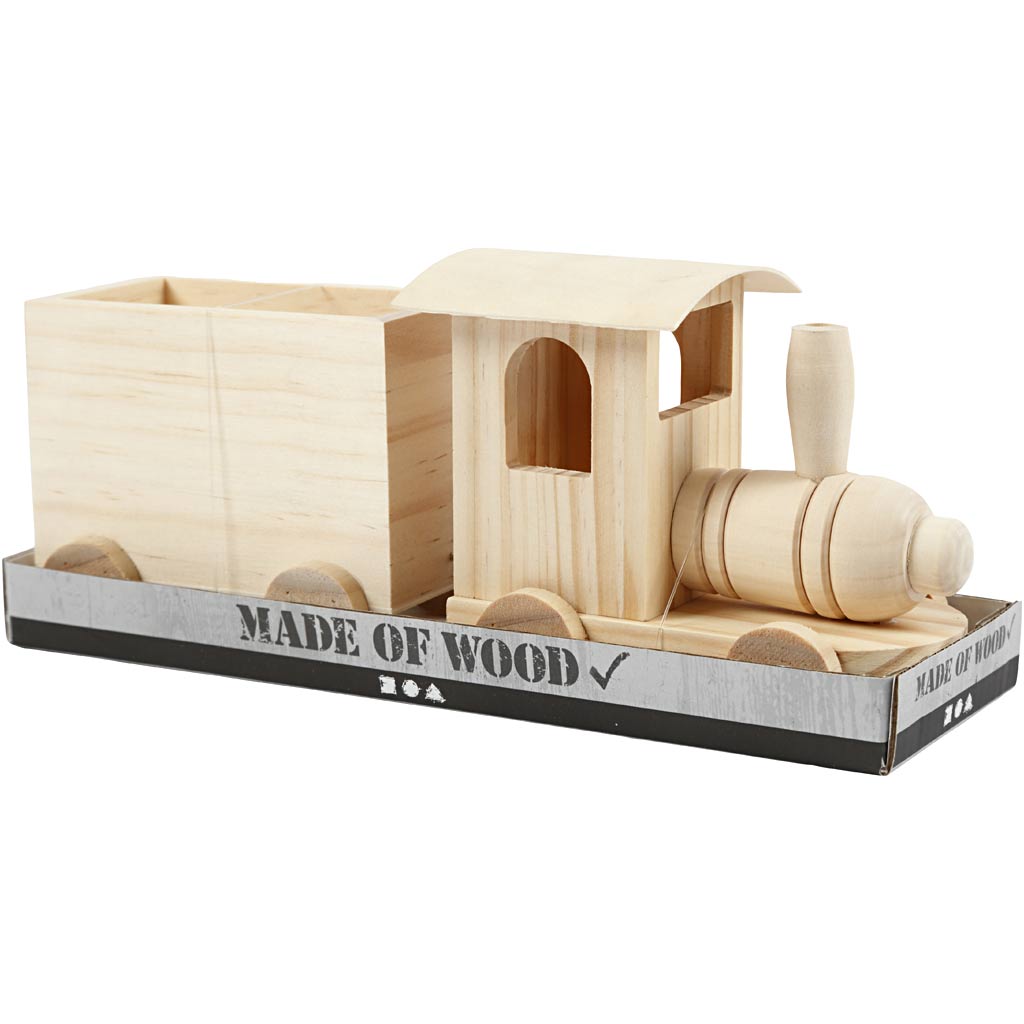 Train jouet avec wagon, H : 9,5 cm, L : 21,5 cm, L : 6,5 cm, 1 pièce [HOB-57977]