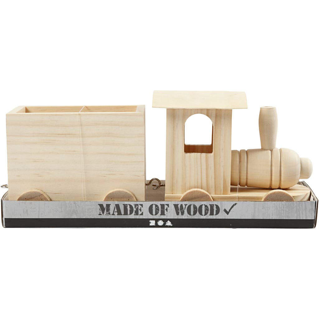Train jouet avec wagon, H : 9,5 cm, L : 21,5 cm, L : 6,5 cm, 1 pièce [HOB-57977]