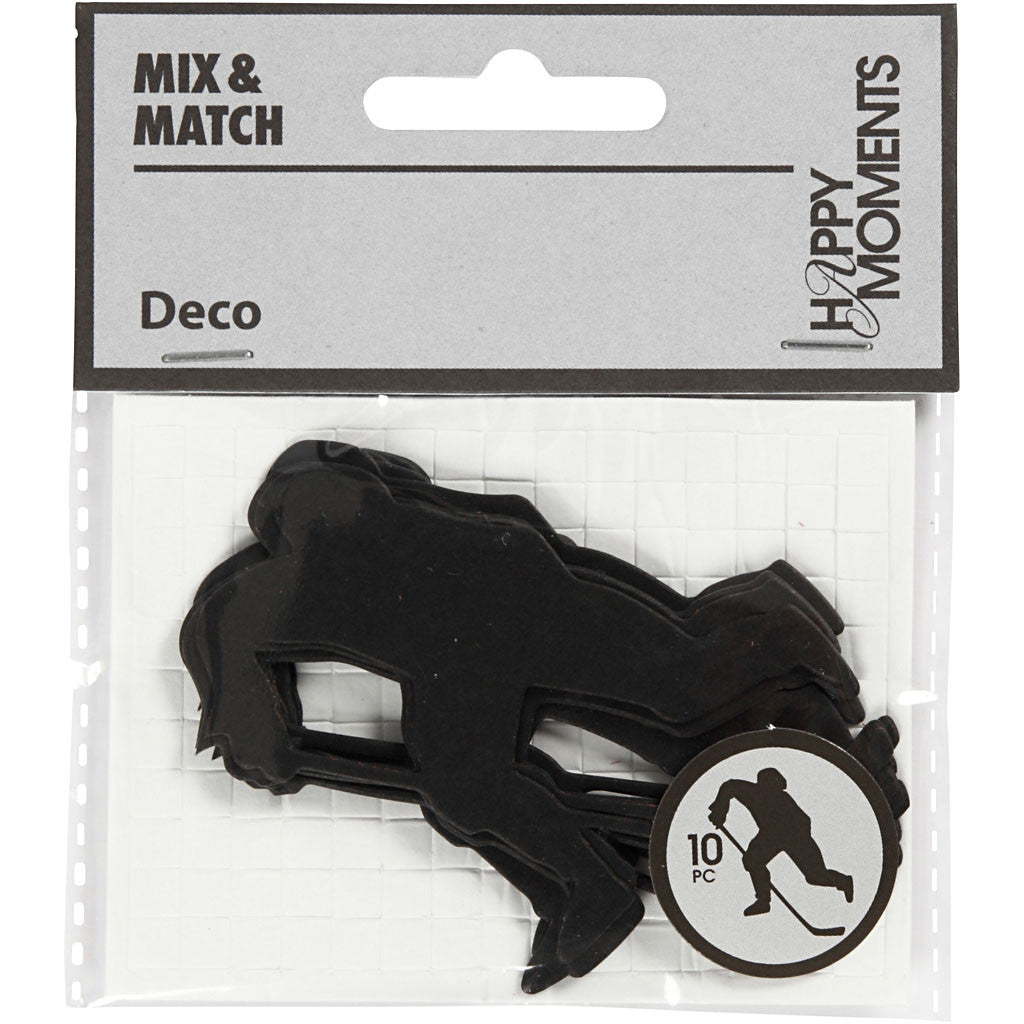 Étiquette en carton, joueur de hockey sur glace, dim. 54x64 mm, noir, 10 pièces/ 1 Pq. [HOB-586030]