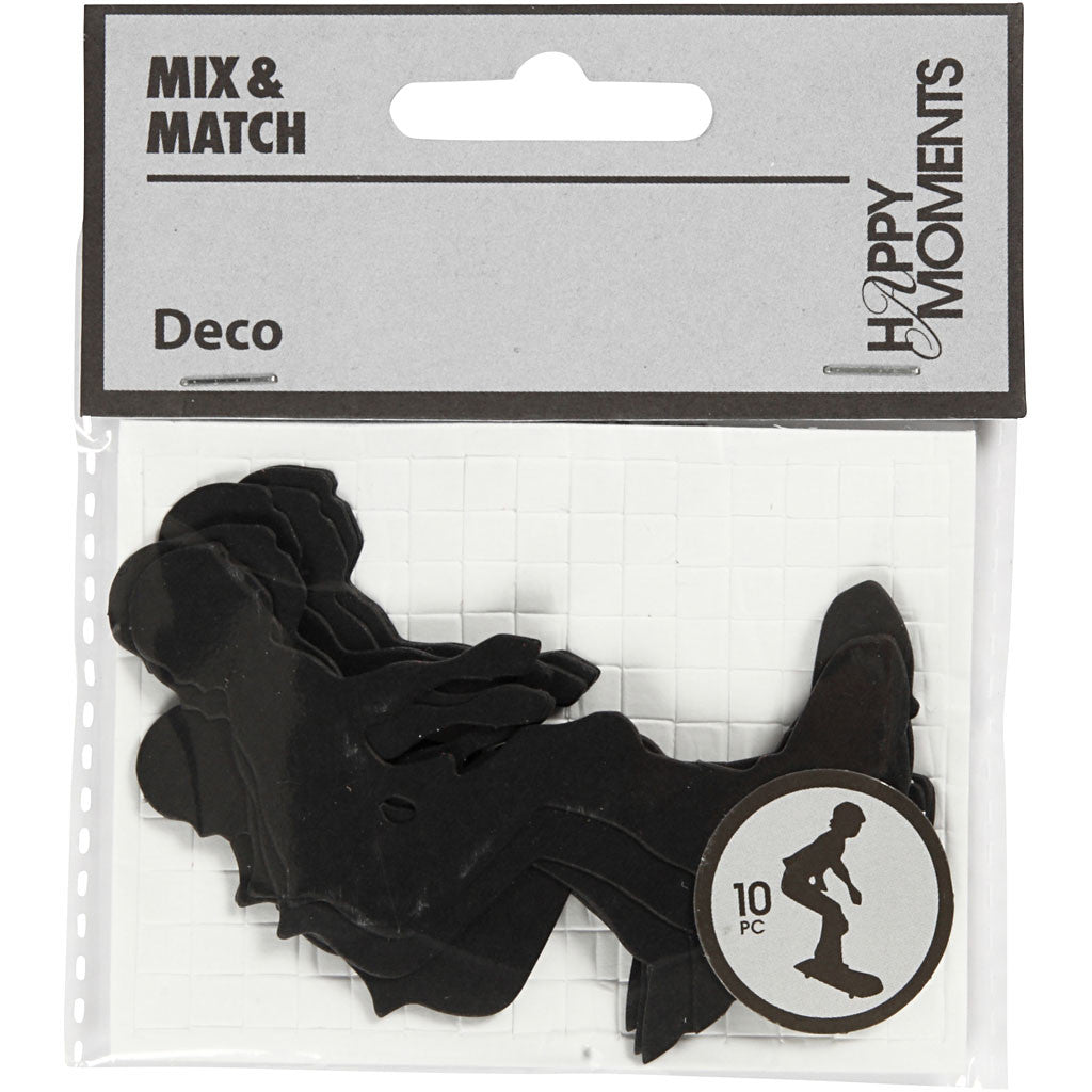 Étiquette en carton, skater, dim. 56x67 mm, noir, 10 pièces/ 1 Pq. [HOB-586036]