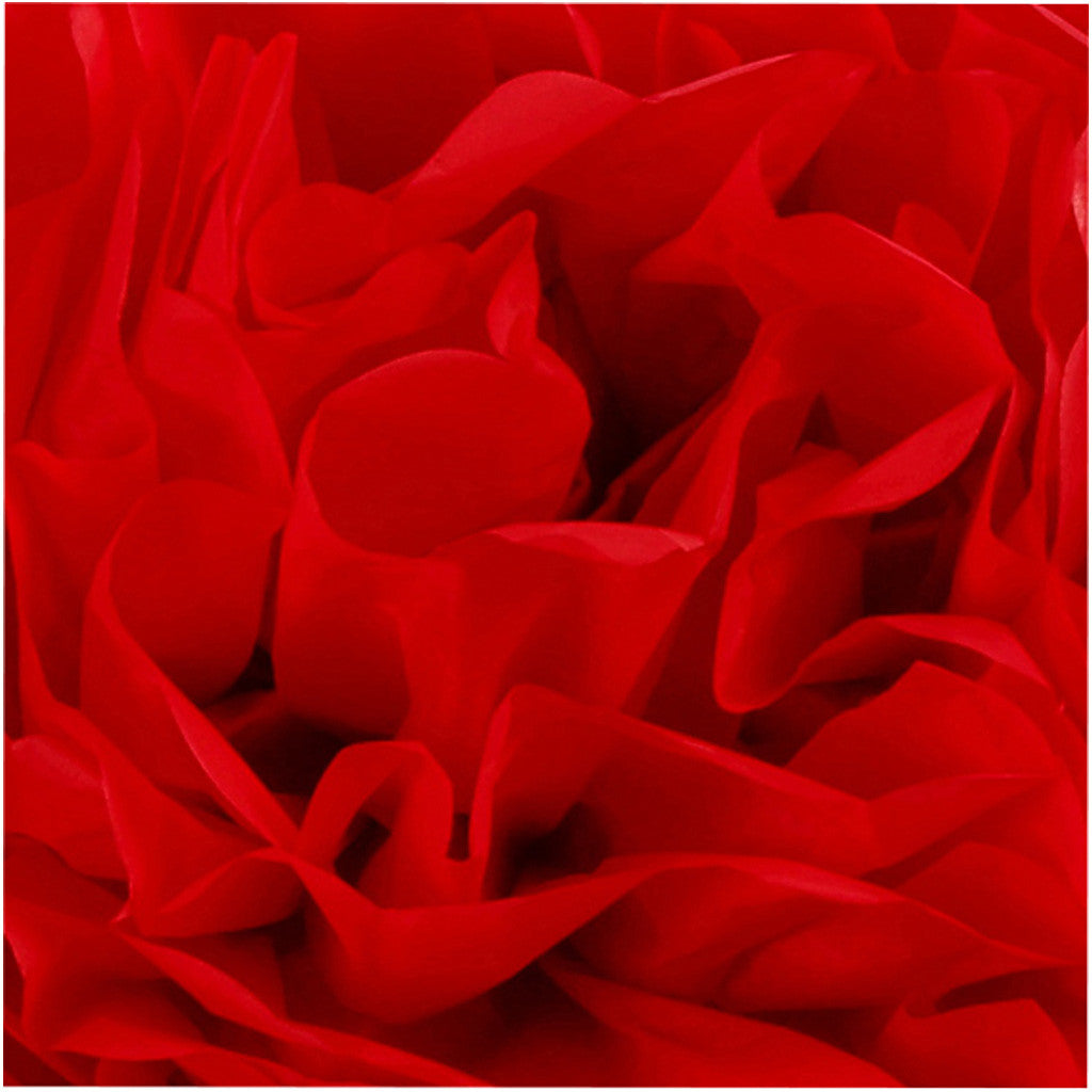 Pompons en papier, d 20+24+30 cm, 16 gr, rouge, 3 pièces/ 1 Pq. [HOB-590003]