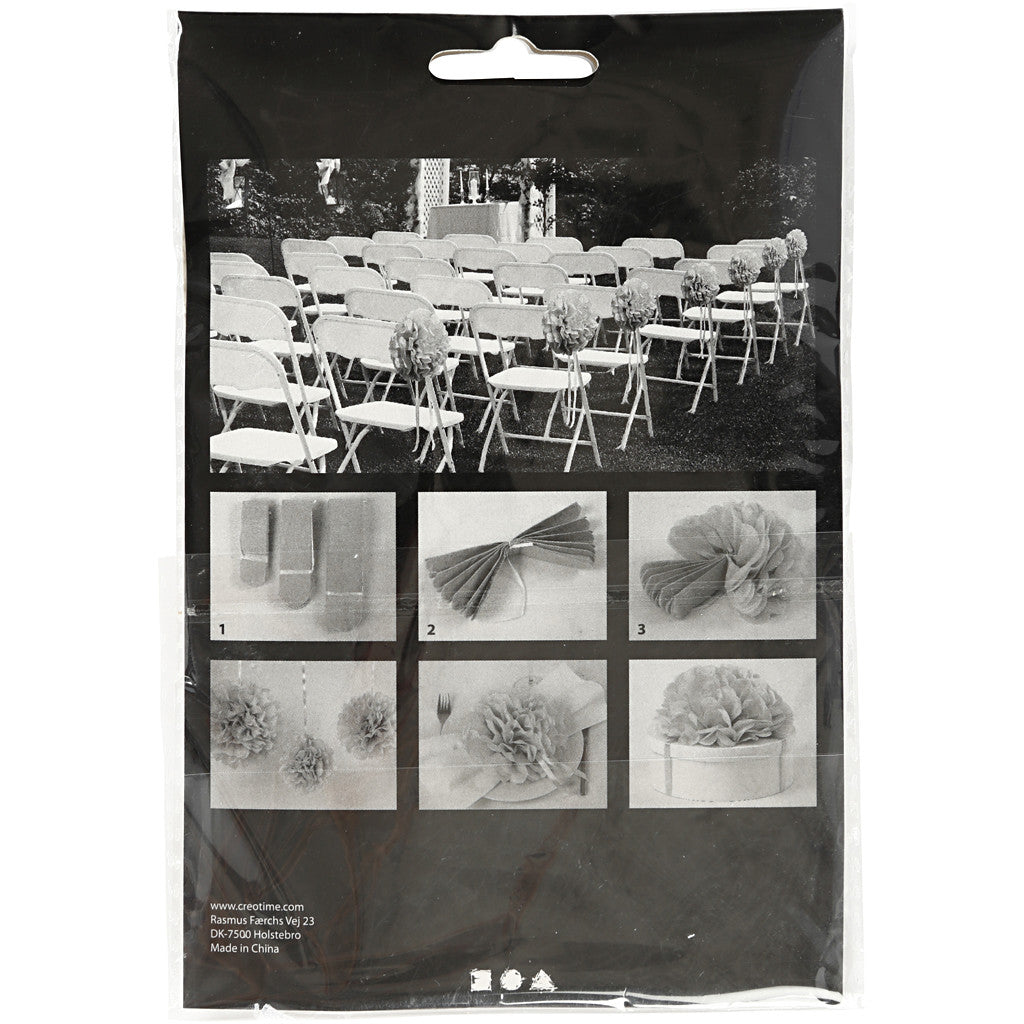 Pompons en papier, d 20+24+30 cm, 16 gr, rouge, 3 pièces/ 1 Pq. [HOB-590003]