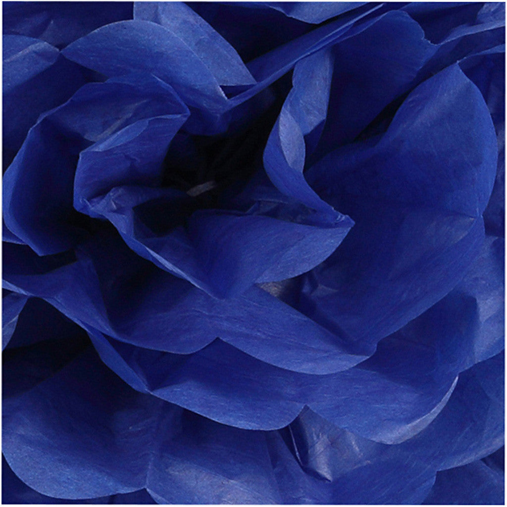 Pompons en papier, d 20+24+30 cm, 16 gr, bleu foncé, 3 pièces/ 1 Pq. [HOB-590004]
