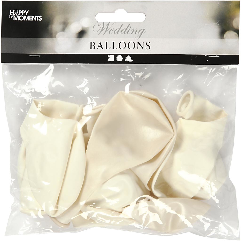 Ballons, ronds, d 23 cm, blanc, nacré, 10 pièces/ 1 Pq. [HOB-59148]