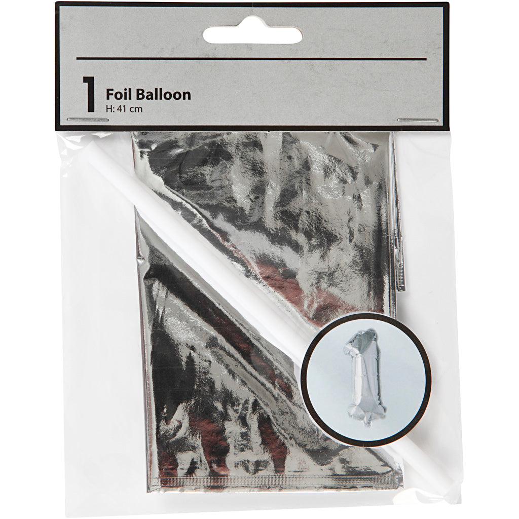 Folieballon , zilver, 1, H: 41 cm, 1 stuk [HOB59185]