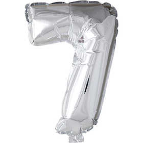 Ballon en aluminium, 7, H : 41 cm, argent, 1 pièce [HOB-59191]