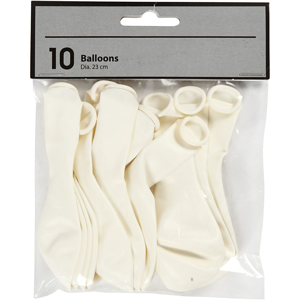 Ballons, d 23 cm, blanc, 10 pièces/ 1 Pq. [HOB-592001]