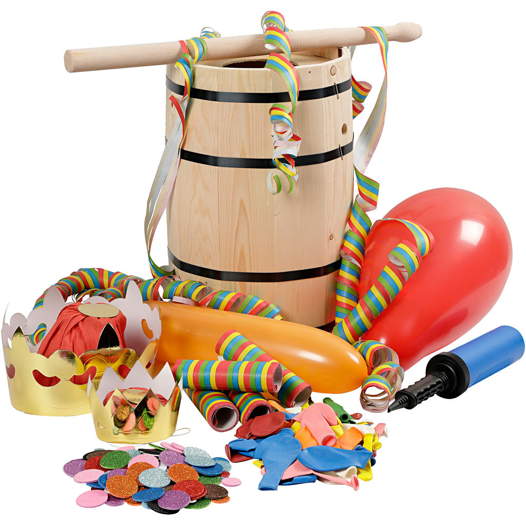 Carnival Barrel with Decorations, H: 38 cm, small