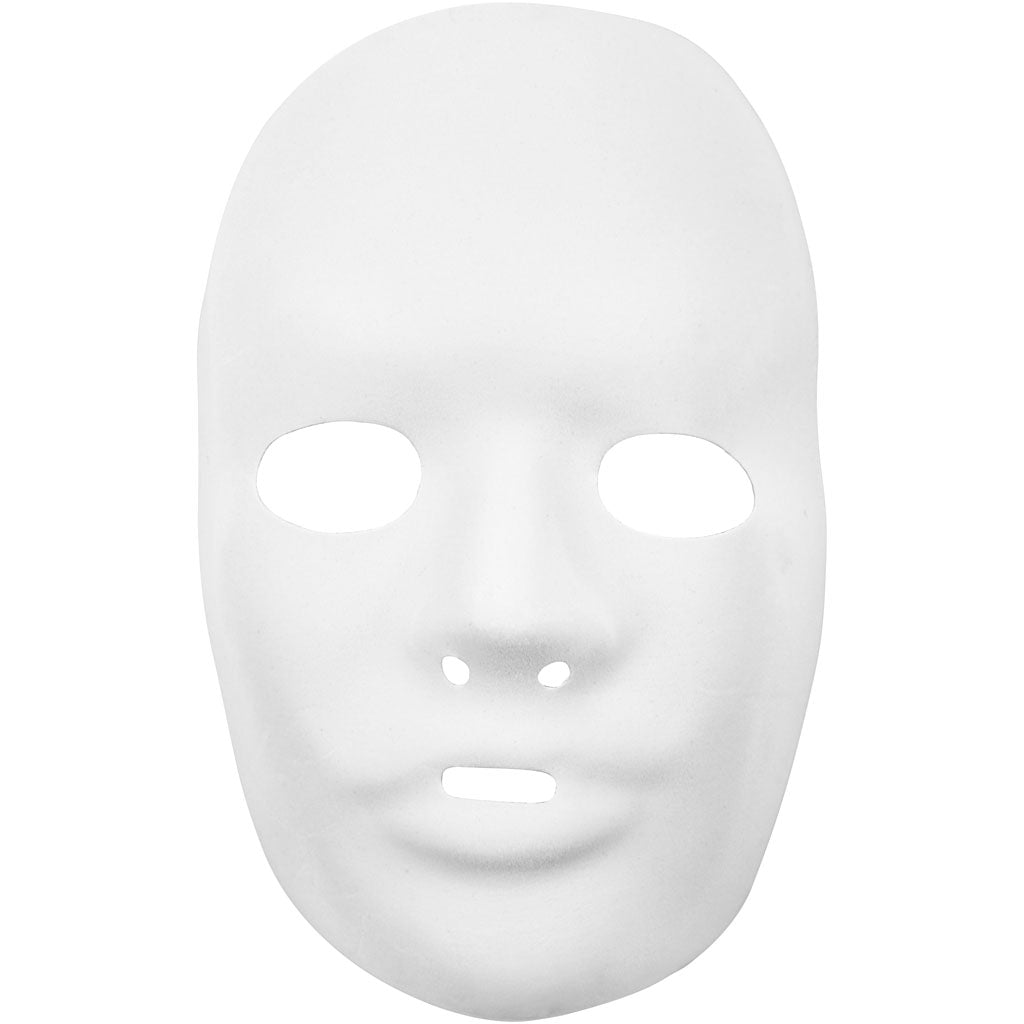 Full Face Masks, H: 24 cm, W: 15,5 cm, white, 12 pc