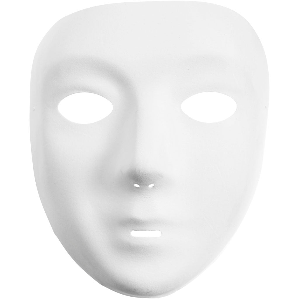 Full Face Masks, H: 17,5 cm, W: 14 cm, white, 12 pc