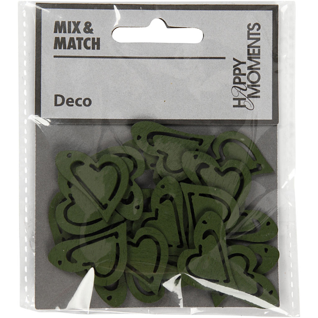 Coeur, dim. 25x22 mm, ép. 1,7 mm, vert foncé, 20 pièces/ 1 Pq. [HOB-599215]