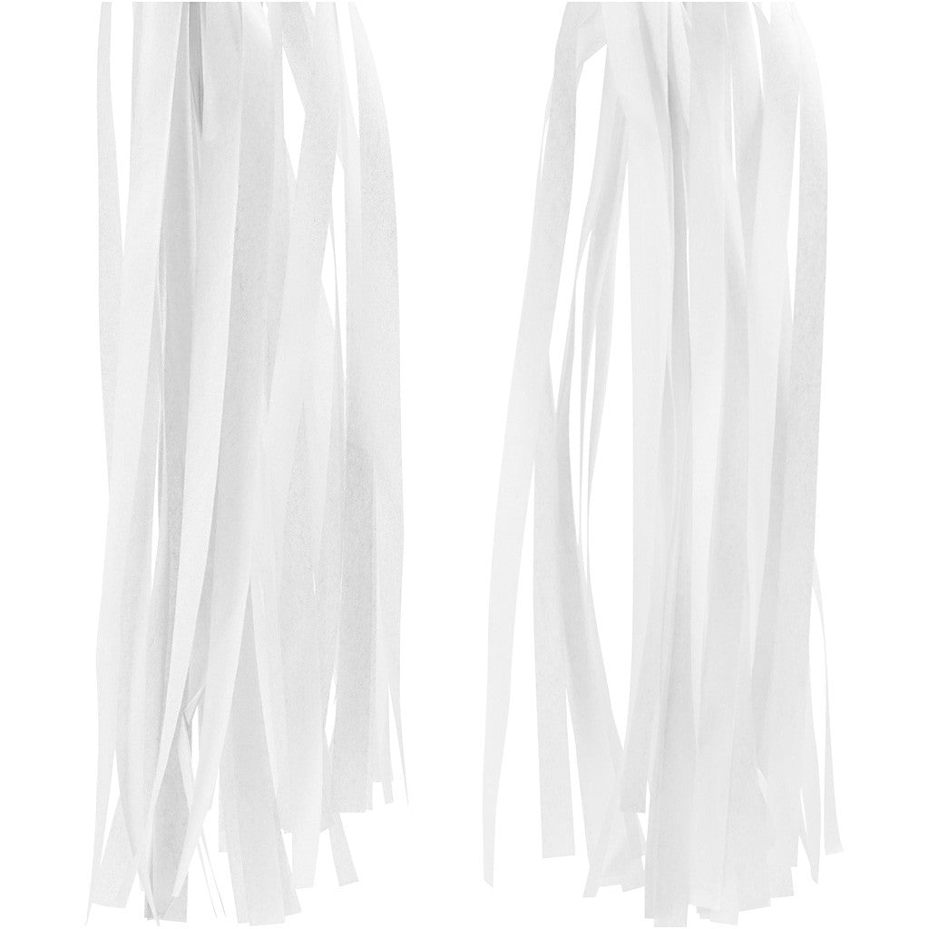 Pompons en papier, dim. 12x35 cm, 14 gr, blanc, 12 pièces/ 1 Pq. [HOB-599801]
