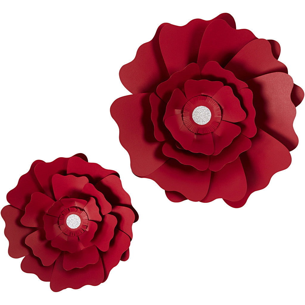 Fleurs en papier, d 15+25 cm, 230 gr, rouge, 2 pièces/ 1 Pq. [HOB-599903]