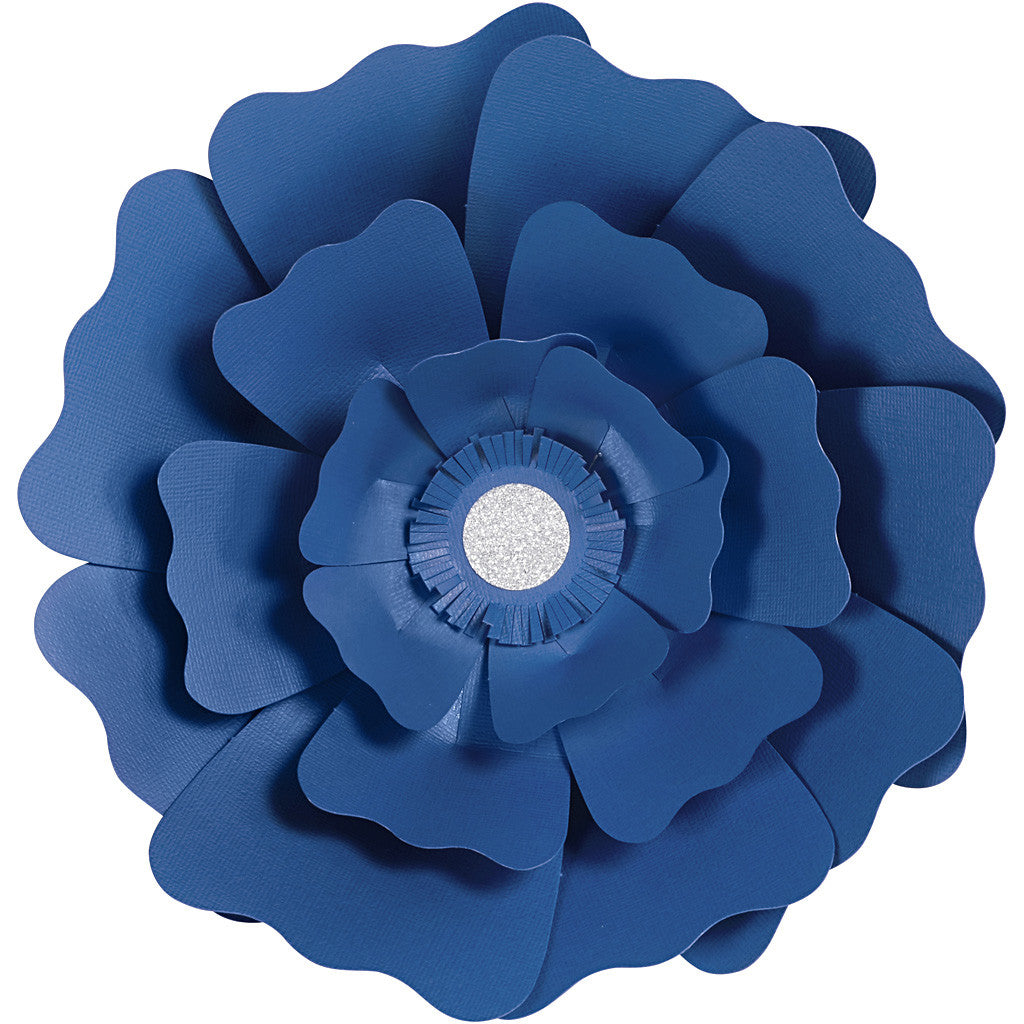Papieren bloemen, d 15+25 cm, 230 gr, blauw, 2 stuk/ 1 doos [HOB-599904]