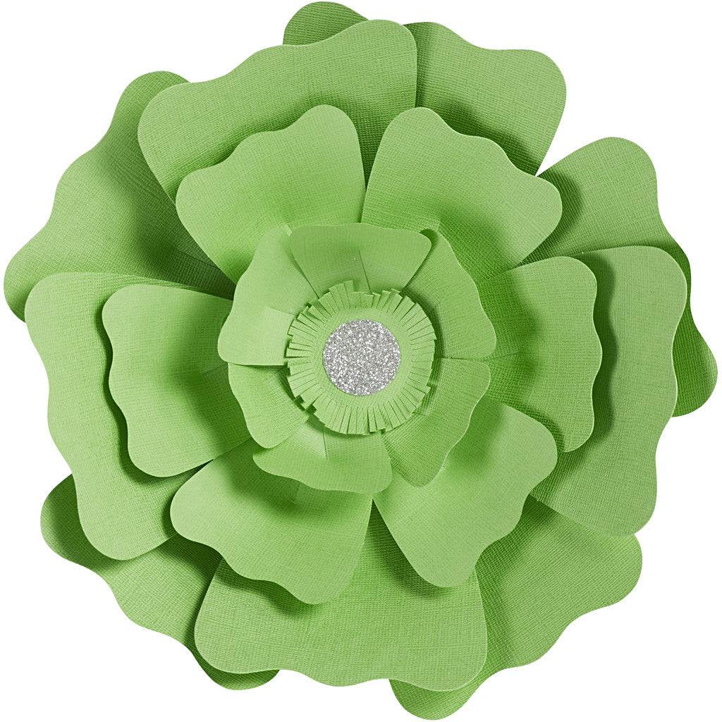 Papieren bloemen, d 15+25 cm, 230 gr, groen, 2 stuk/ 1 doos [HOB-599907]
