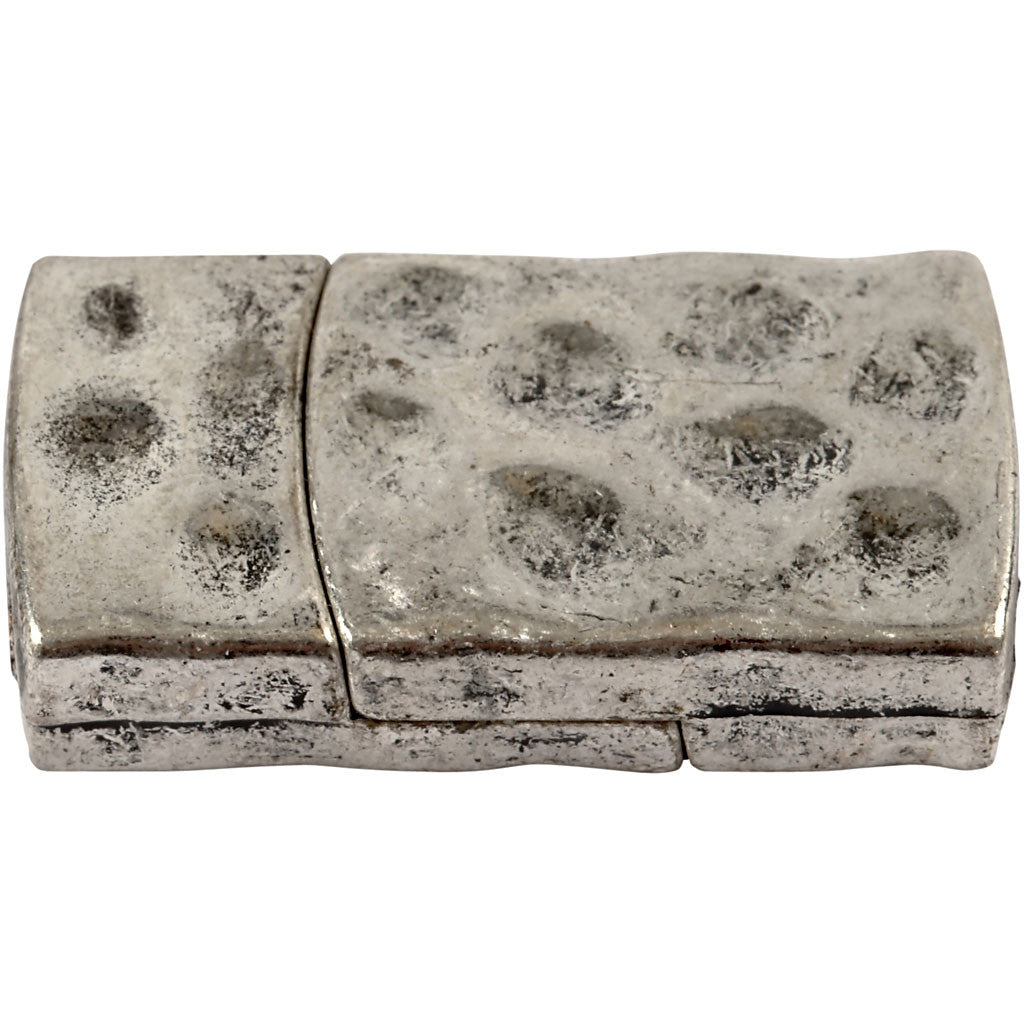 Magnetische sluiting, afm 7x29 mm, gatgrootte 3x10 mm, antiek zilver, 1 stuk [HOB-600010]