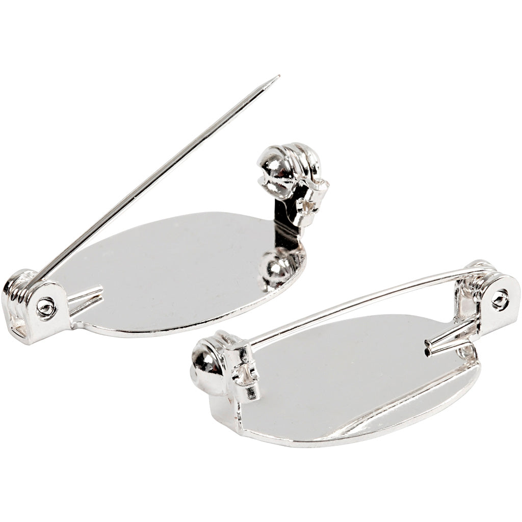 Brooch Backs, size 20x15 mm, silver-plated, 100 pc