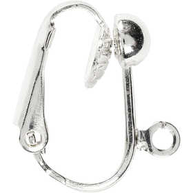 Clip-on oorbellen, L: 16,5 mm, B: 1,5 mm, gatgrootte 1,6 mm, verzilverd, 40 stuk/ 1 doos [HOB-60317]
