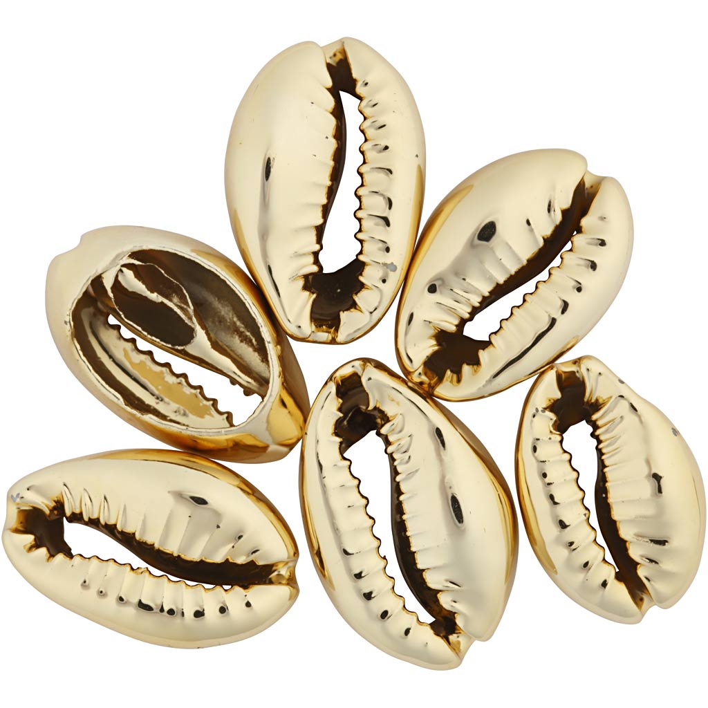 Shell, L: 20 mm, gold-plated, 6 pc