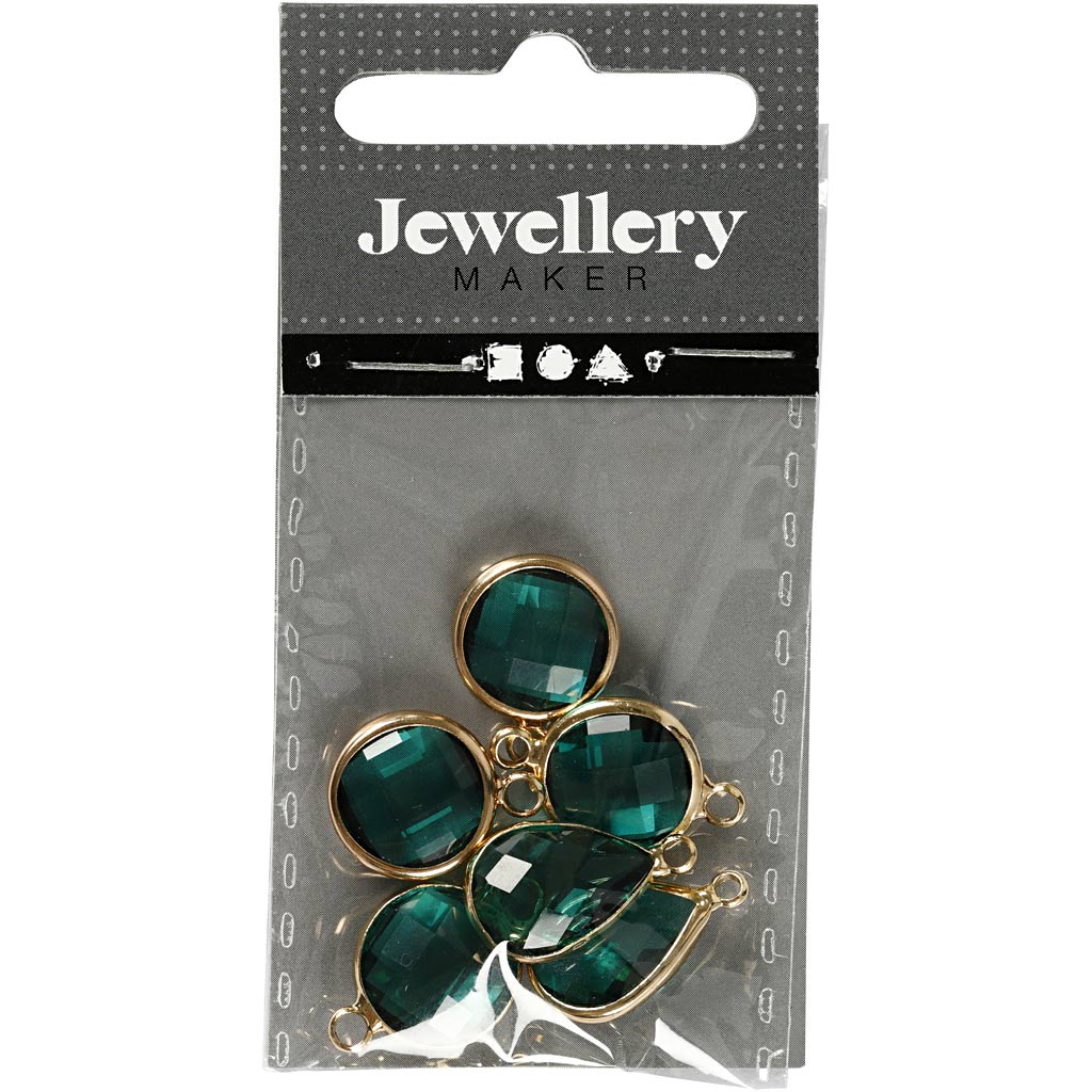 Sieradenhanger, H: 15-20 mm, gatgrootte 2 mm, groen, 1 doos [HOB-61023]