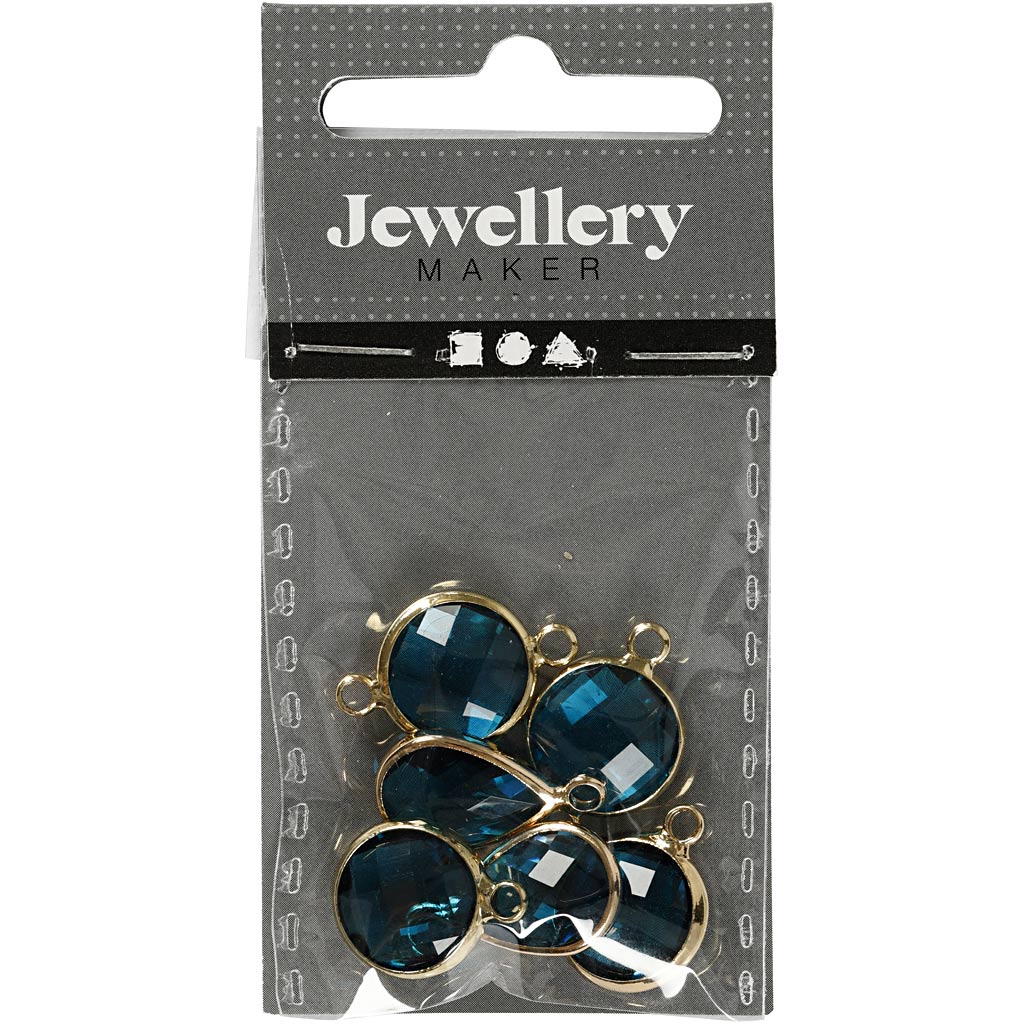 Sieradenhanger, H: 15-20 mm, gatgrootte 2 mm, turquoise, 1 doos [HOB-61027]