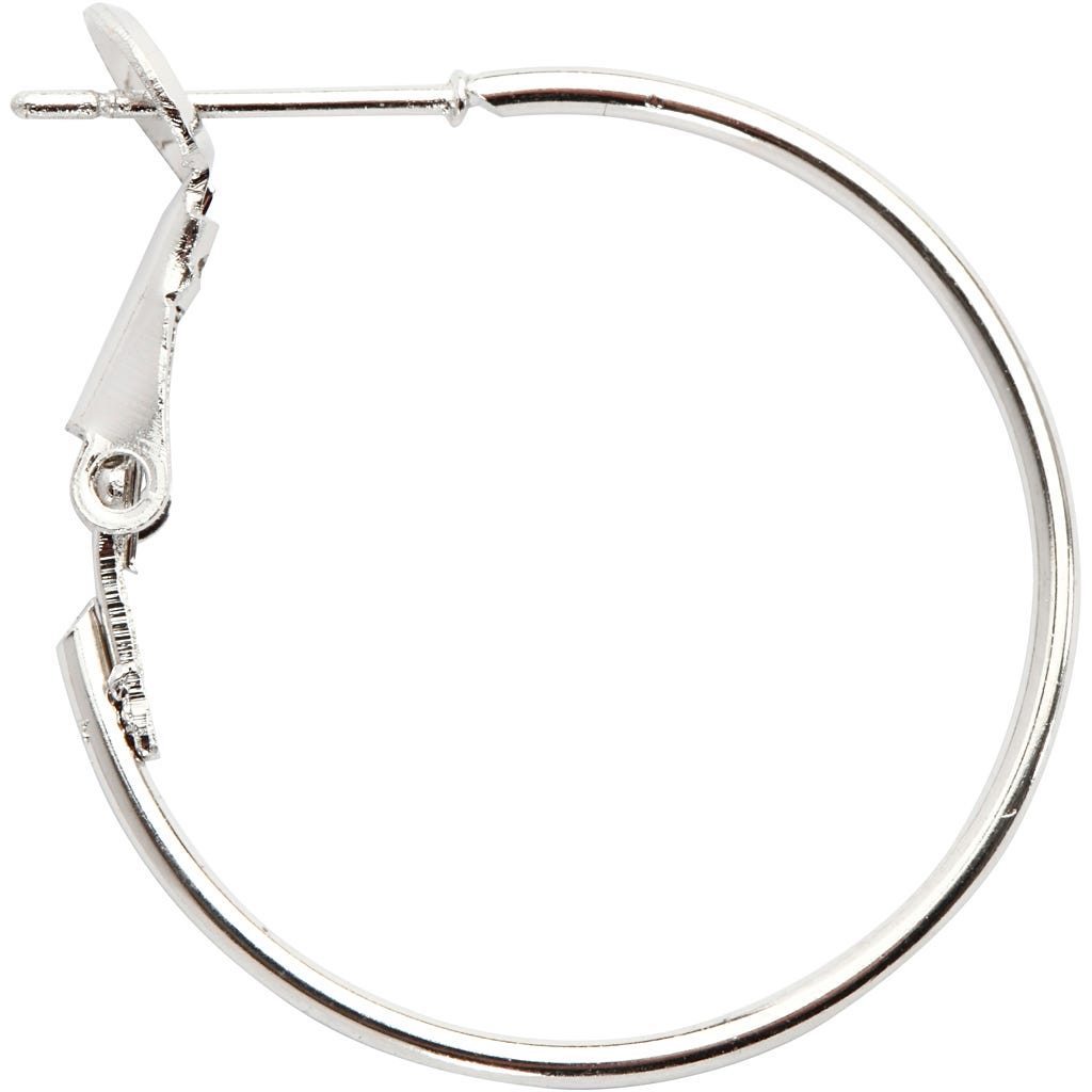 Oorbellen, d 25 mm, verzilverd, 8 stuk/ 1 doos [HOB-61065]