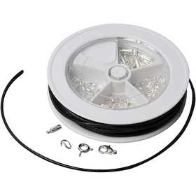 Sieraden starterset, Leren veters, zwart, verzilverd, 1 set [HOB-61367]