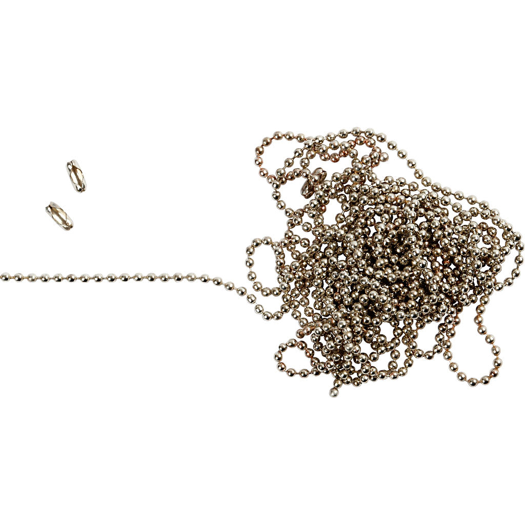 Balletjesketting, d 1,5 mm, verzilverd, 3 m/ 1 rol [HOB-61530]