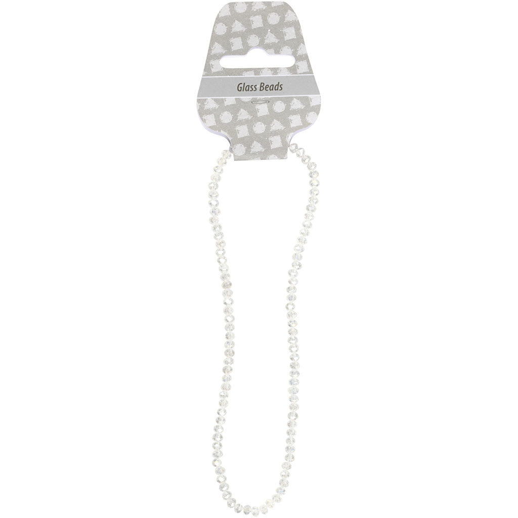 Perles à Facettes, dim. 3x4 mm, diamètre intérieur 0,8 mm, cristal, 100 pièces/ 1 Pq. [HOB-61665]