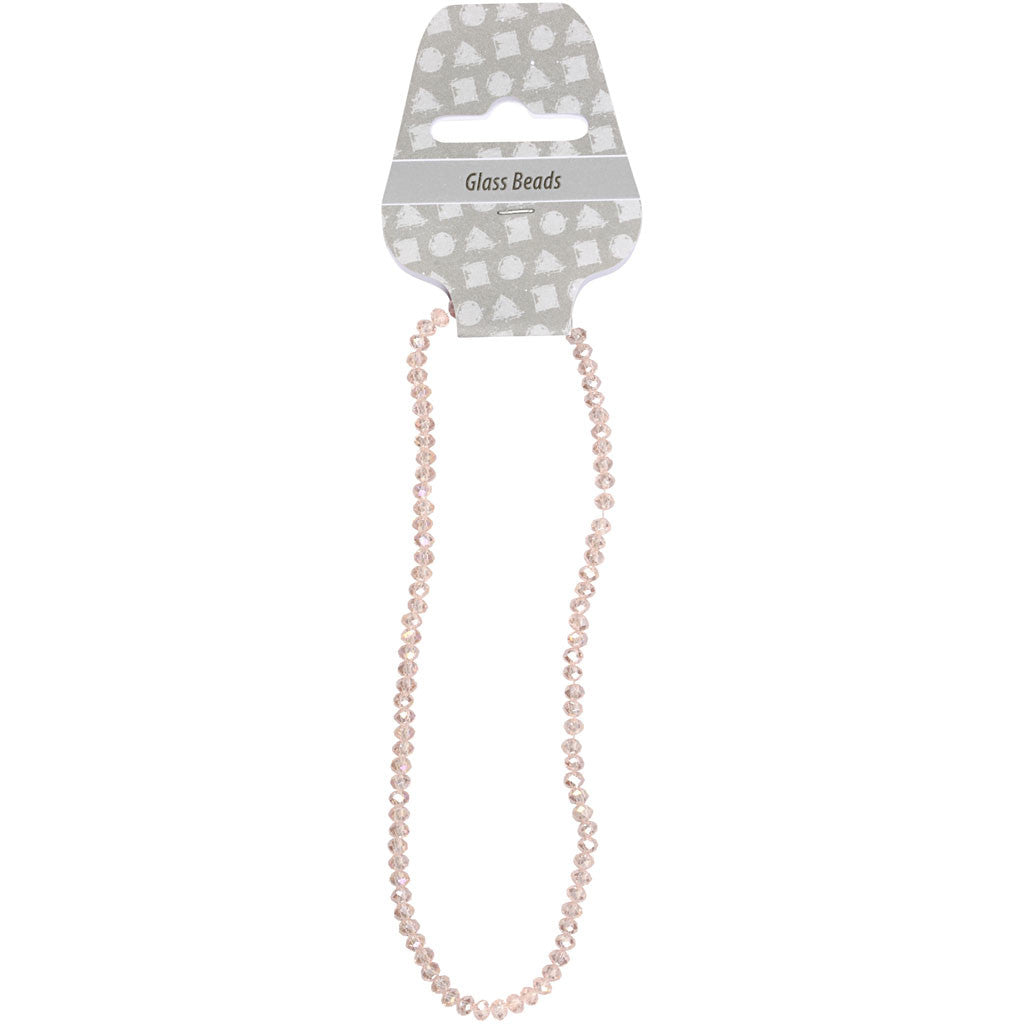 Facet Kralen, afm 3x4 mm, gatgrootte 0,8 mm, roze, 100 stuk/ 1 doos [HOB-61666]