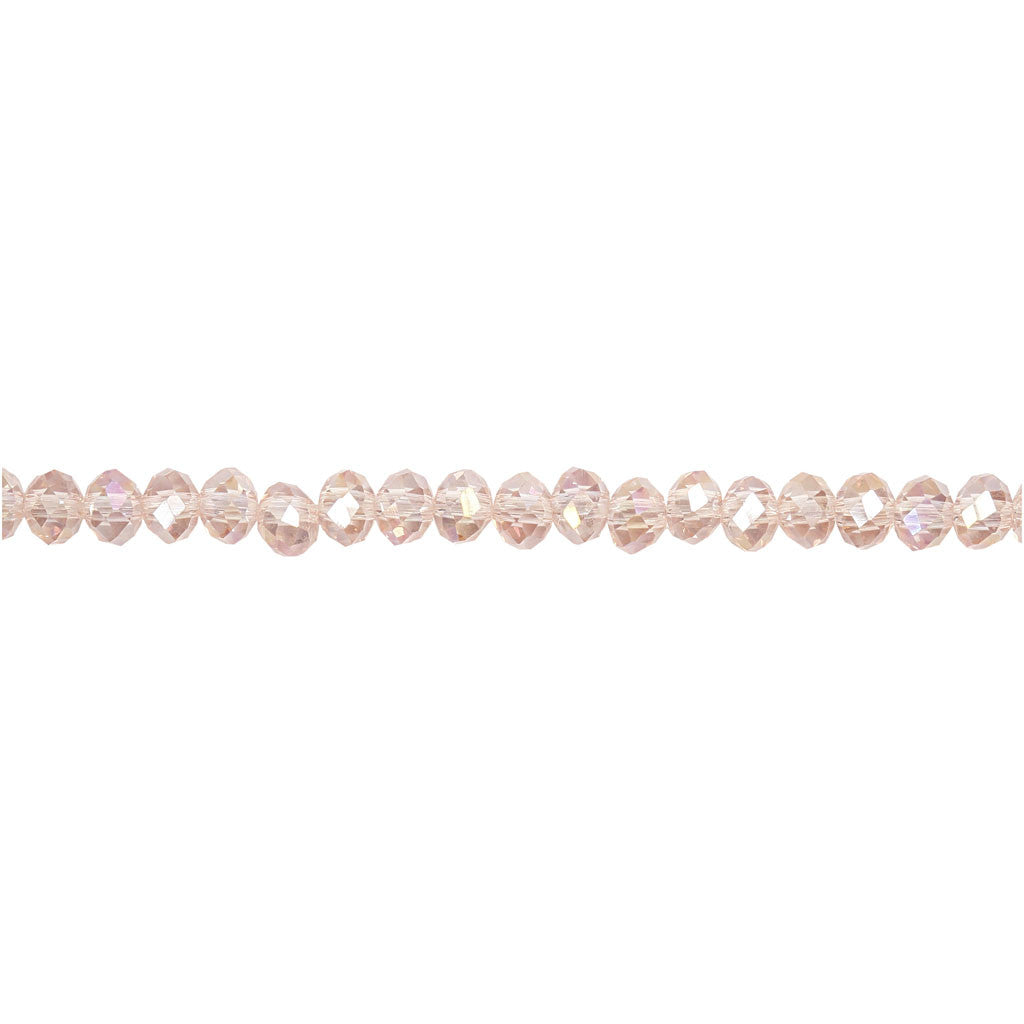 Perles à Facettes, dim. 3x4 mm, diamètre intérieur 0,8 mm, rose, 100 pièces/ 1 Pq. [HOB-61666]