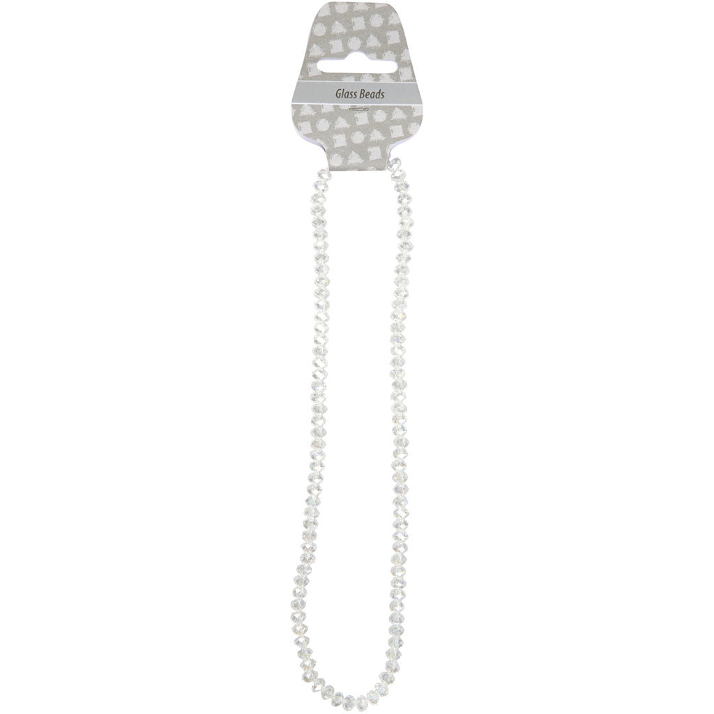 Perles à Facettes, dim. 5x6 mm, diamètre intérieur 1 mm, cristal, 100 pièces/ 1 Pq. [HOB-61672]