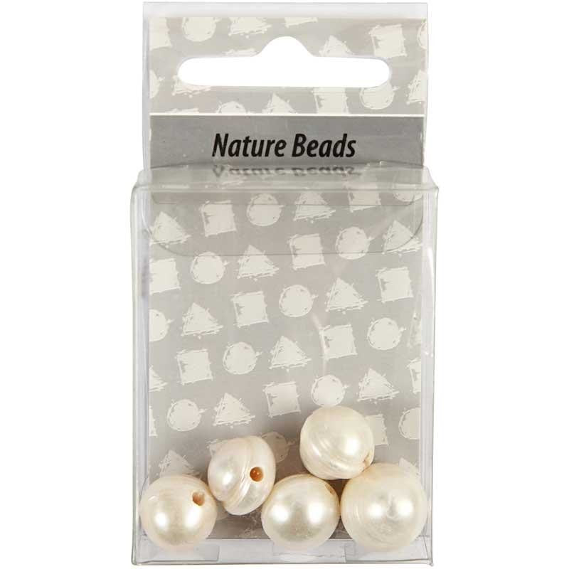 Perles d’eau douce, dim. 9-11 mm, diamètre intérieur 2 mm, nacré, 10 pièces/ 1 Pq. [HOB-631242]