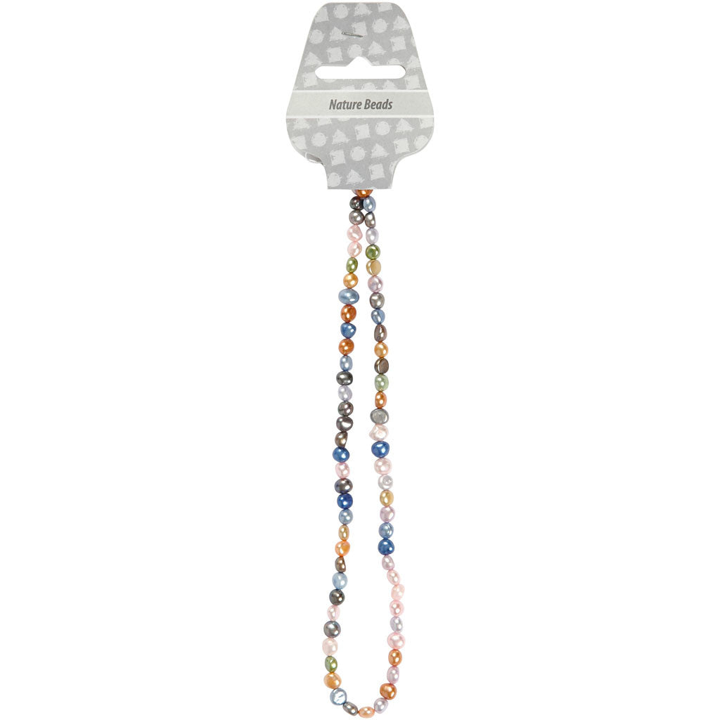 Zoetwaterparels, afm 5-6 mm, gatgrootte 0,5 mm, ca. 70 stuk, 40 cm/ 1 doos [HOB-631580]