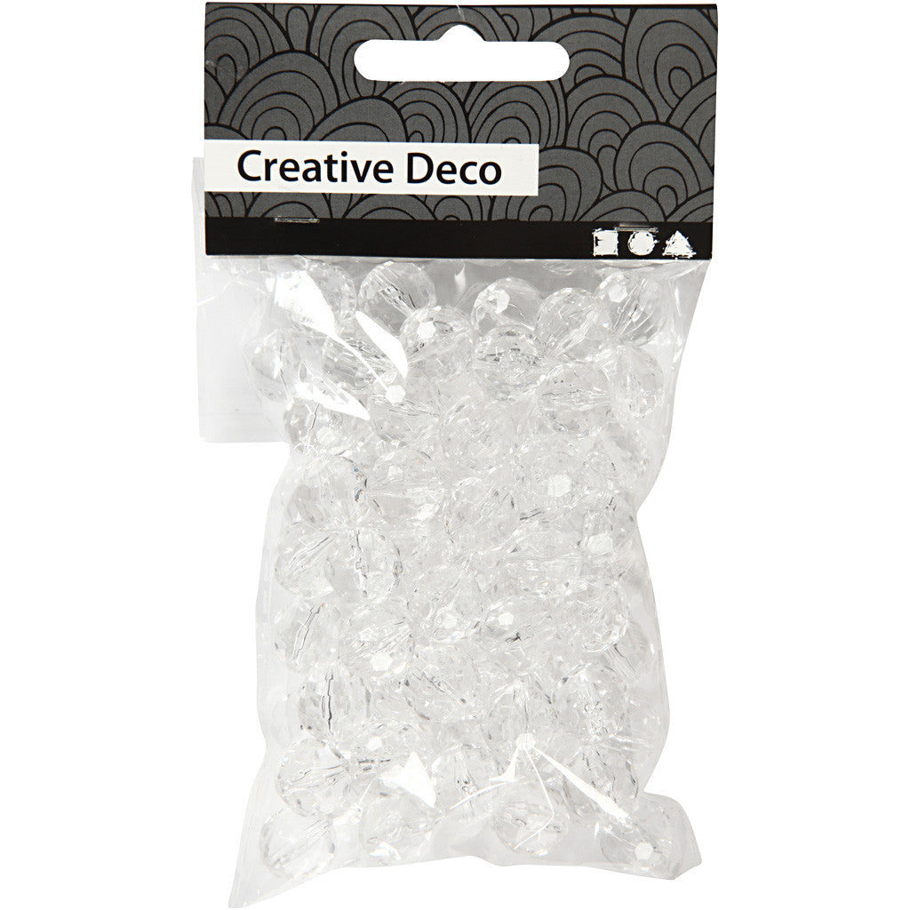 Acryl kralen, afm 12 mm, gatgrootte 1,2 mm, transparant glans, 77 stuk/ 1 doos [HOB-636890]