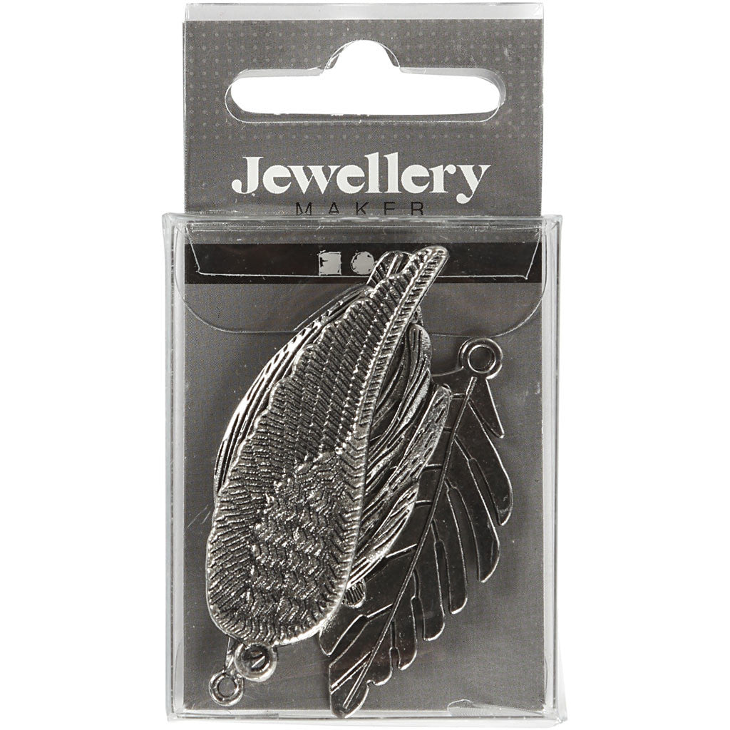 Veren, afm 29-55 mm, gatgrootte 12-20 mm, antiek zilver, 4 stuk/ 1 doos [HOB-637110]