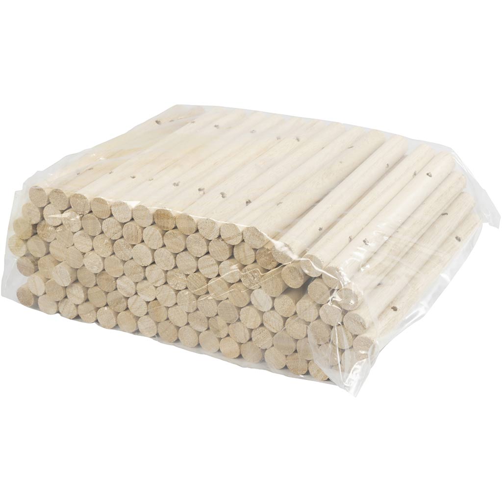 Houten staven voor onderzetter, d 14-15 mm, afm 18 cm, gatgrootte 4 mm, 108 stuk/ 1 doos [HOB-669070]