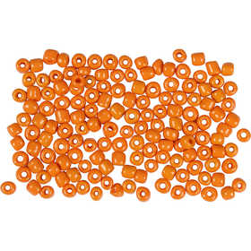 Perles de Rocaille, d 3 mm, dim. 8/0, diamètre intérieur 0,6-1,0 mm, orange, 25 gr/ 1 Pq. [HOB-682021]