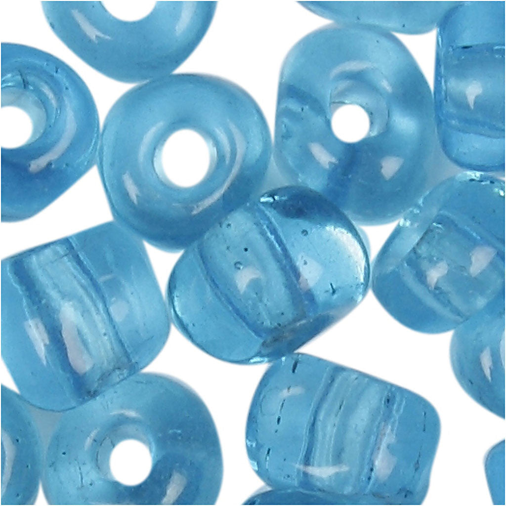 Perles de Rocaille, d 4 mm, dim. 6/0, diamètre intérieur 0,9-1,2 mm, turquoise transparent, 25 gr/ 1 Pq. [HOB-682541]