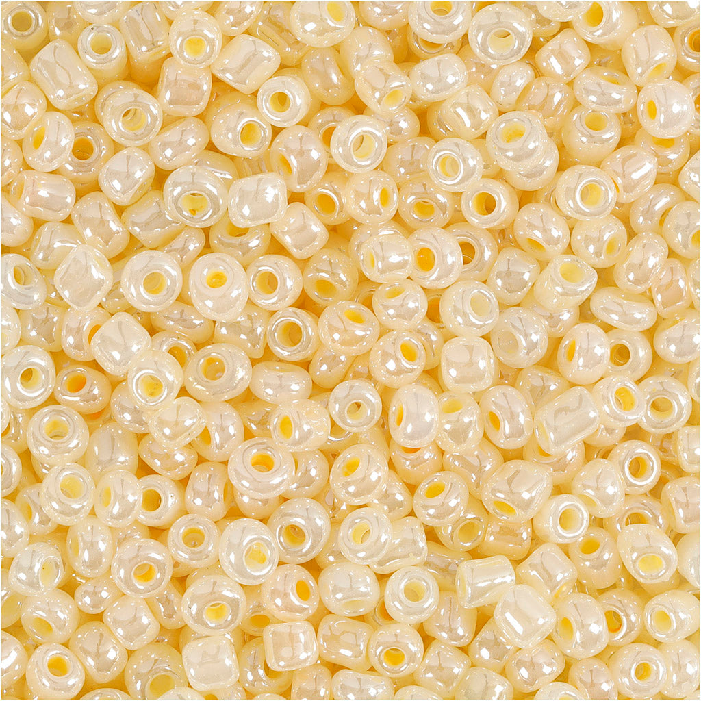 Rocaille Seed Beads, dia. 3 mm, size 8/0, hole size 0,6-1,0 mm, ivory, 25 g