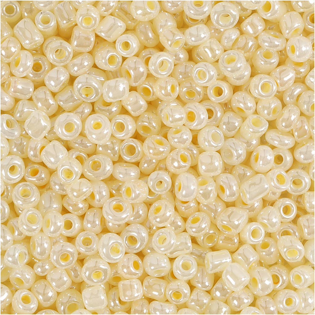 Rocaille Seed Beads, dia. 3 mm, size 8/0, hole size 0,6-1,0 mm, ivory, 500 g