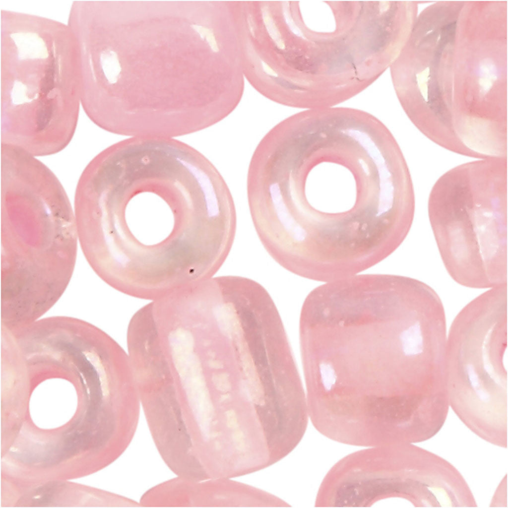 Perles de Rocaille, d 4 mm, dim. 6/0, diamètre intérieur 0,9-1,2 mm, coeur rose, 25 gr/ 1 Pq. [HOB-682781]
