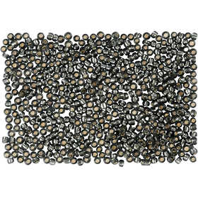 Perles de Rocaille, d 1,7 mm, dim. 15/0, diamètre intérieur 0,5-0,8 mm, Gris vert, 25 gr/ 1 Pq. [HOB-686740]