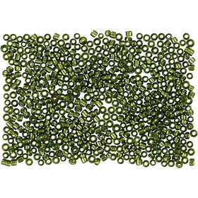 Perles de Rocaille, d 1,7 mm, dim. 15/0, diamètre intérieur 0,5-0,8 mm, vert pré, 25 gr/ 1 Pq. [HOB-686760]