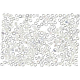 Perles de Rocaille, d 1,7 mm, dim. 15/0, diamètre intérieur 0,5-0,8 mm, transparent, 25 gr/ 1 Pq. [HOB-686800]