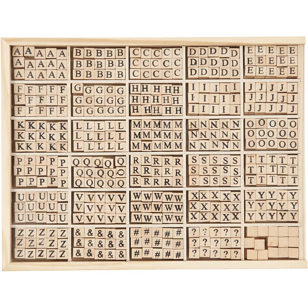 Letterkralen, A-Z, &,#,? en blanco, afm 8x8 mm, gatgrootte 3 mm, wit, 750 div/ 1 doos [HOB-68982]