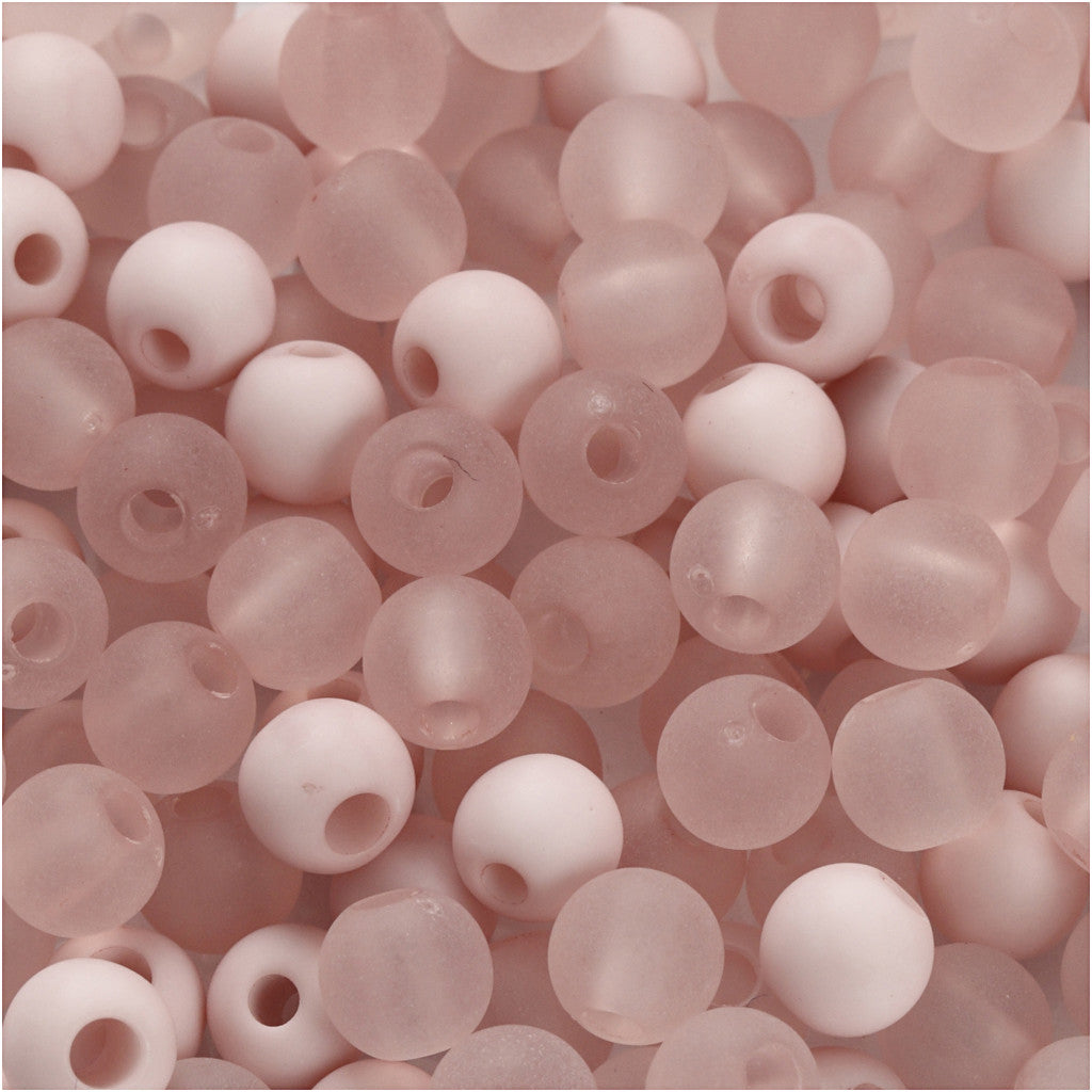 Perles en plastique, d 6 mm, diamètre intérieur 2 mm, ca. 150 pièce, rose, 40 gr/ 1 Pq. [HOB-69591]