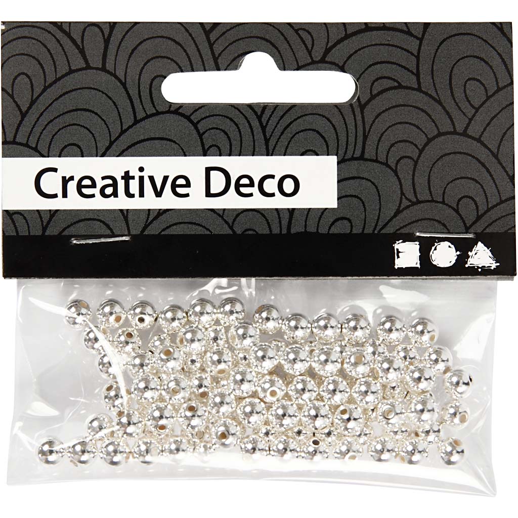 Perles de Cire, d 5 mm, diamètre intérieur 0,7 mm, argent, 100 pièces/ 1 Pq. [HOB-698141]