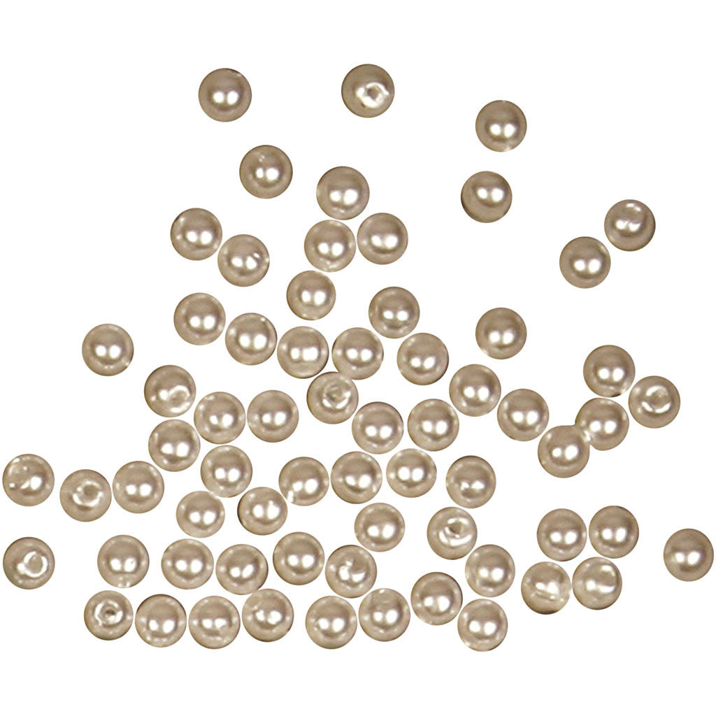 Waskralen, d 4 mm, gatgrootte 0,7 mm, parelmoer, 150 stuk/ 1 doos [HOB-698361]